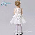 Lace Organza Bow Knee Length Little Girl Wedding Dresses